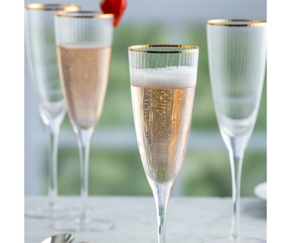 Lot de 6 flûtes à champagne en verre de qualité 22cl