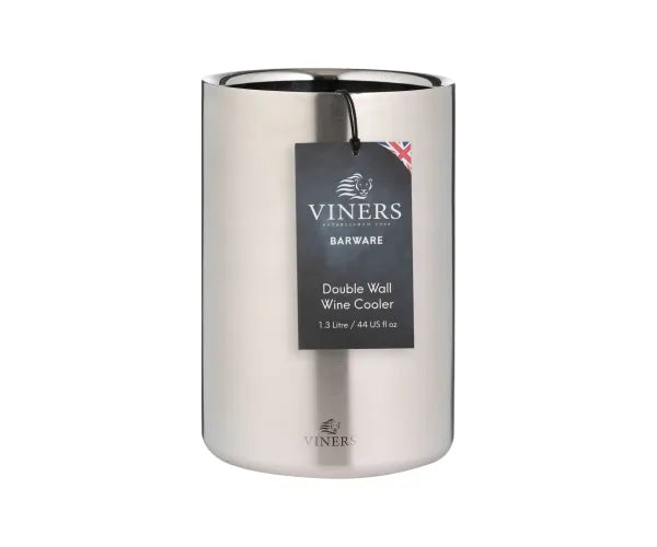 Premium 1.3L Silver Double Wall Wine Cooler | Stylish Barware for Perfectly Chilled Wines.