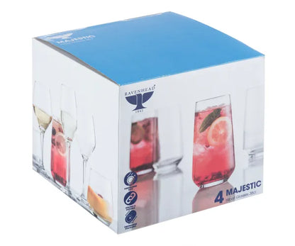 Elevate Your Drinkware Collection Majestic Set of 4 Hiballs Glasses 38cl