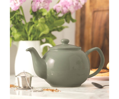 Théière 6 tasses vert sauge, en céramique élégante, pour un service parfait
