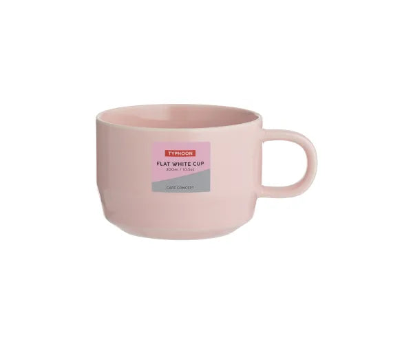 Tasse à café plate rose de 300 ml, concept café, mug en céramique unique pour les amateurs de café