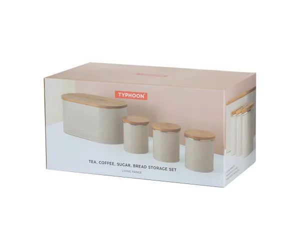 Organisez avec style : Ensemble de 4 boîtes de conservation Typhoon Essentials Oatmeal.