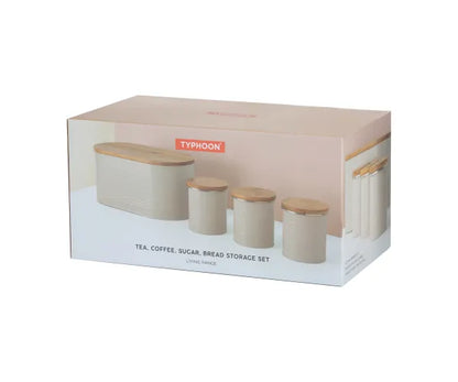 Organisez avec style : Ensemble de 4 boîtes de conservation Typhoon Essentials Oatmeal.