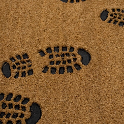Paillasson en coco gaufré de qualité supérieure avec envers en PVC | Motif Empreintes de pas 40x60cm.