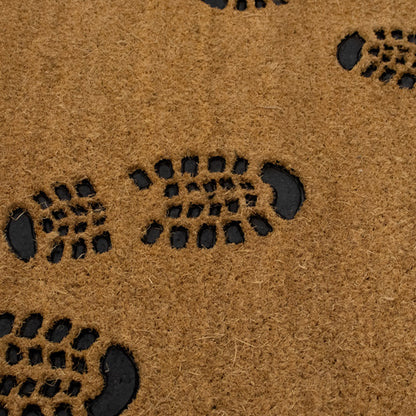 Paillasson en coco gaufré de qualité supérieure avec envers en PVC | Motif Empreintes de pas 40x60cm.