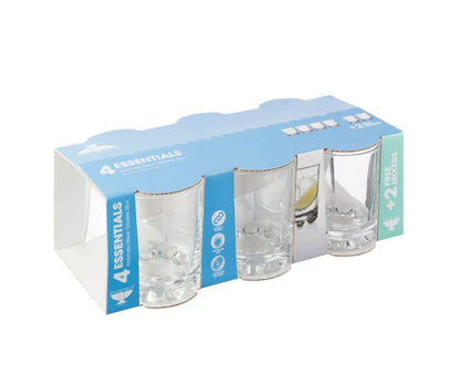 Essent Hobnobs 6 Mixers Glasses 25cl - High-Quality Glassware for Mixing Drinks