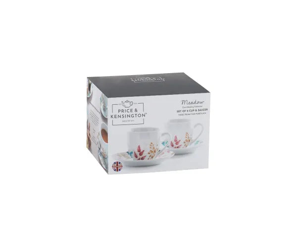 Ensemble de 2 tasses et soucoupes Meadow en porcelaine élégante