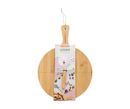 Delicious Diversity: World Foods Pizza Board & Cutter Set for Global Flavors.