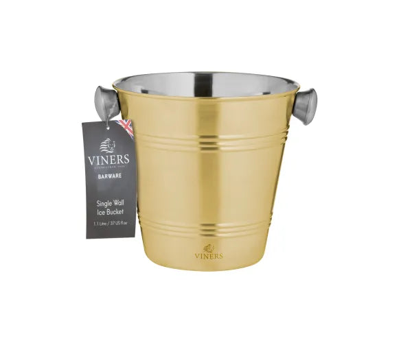 Améliorez votre bar avec un élégant seau à glace simple paroi doré de 1 L.