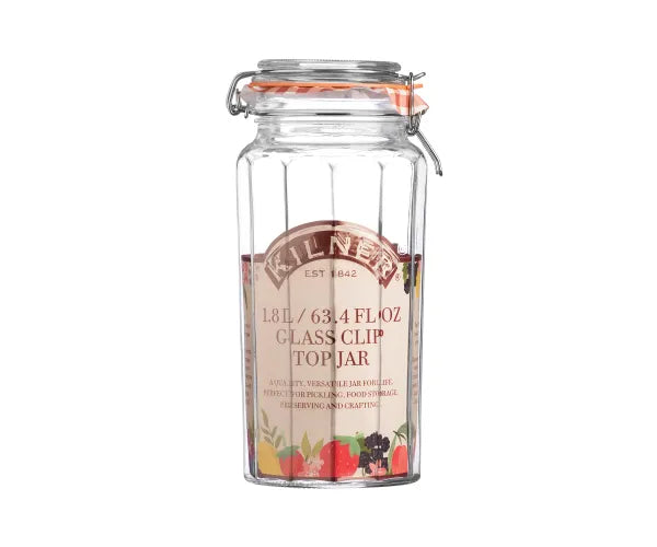 Bocal élégant à couvercle à clip à facettes 1,8 L : La solution de rangement parfaite.