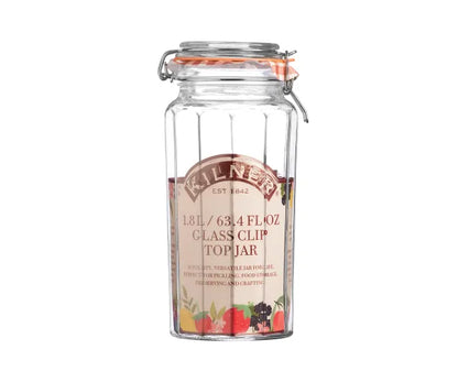 Bocal élégant à couvercle à clip à facettes 1,8 L : La solution de rangement parfaite.