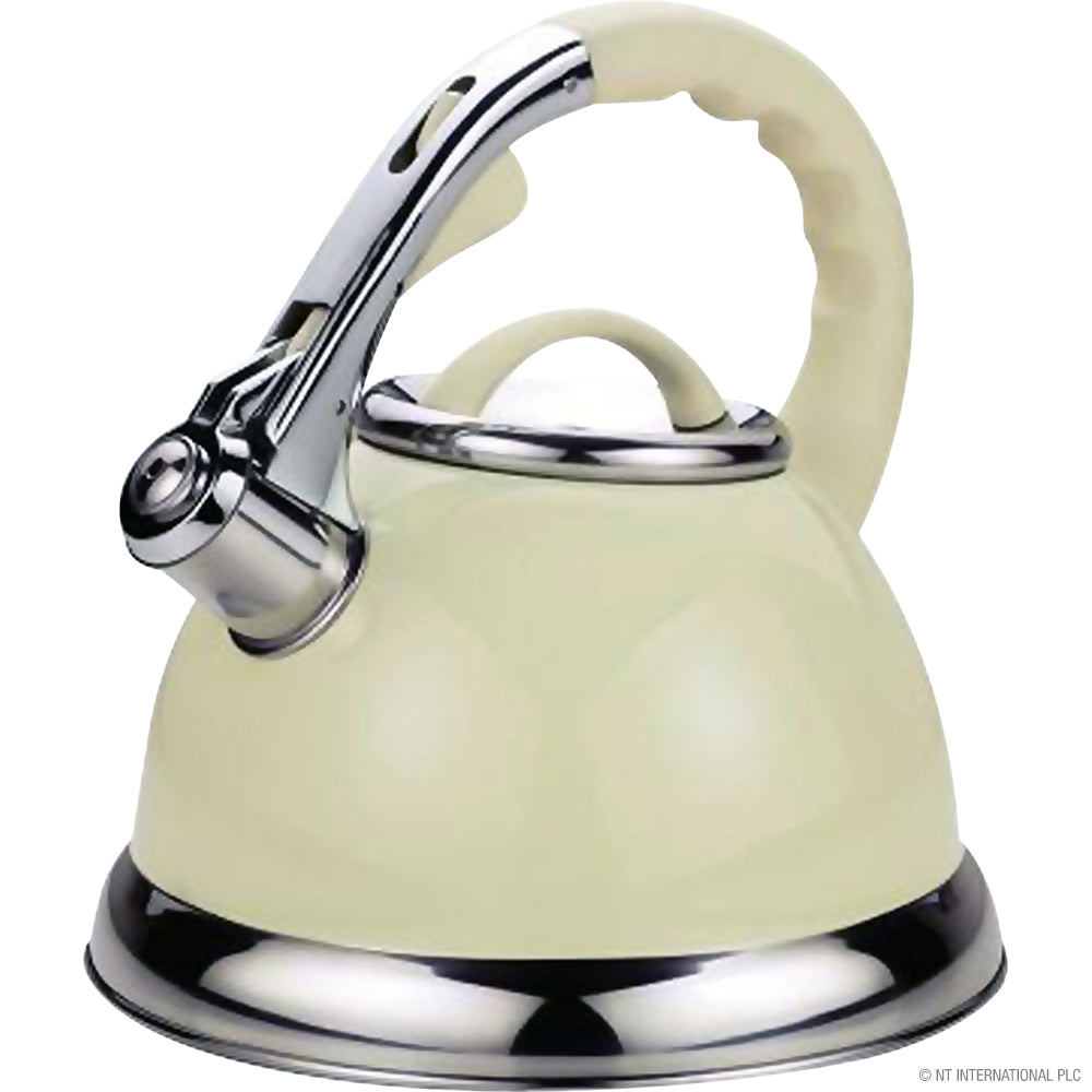 Bouilloire sifflante en acier inoxydable 3,5L crème - Élégante et efficace pour votre cuisine