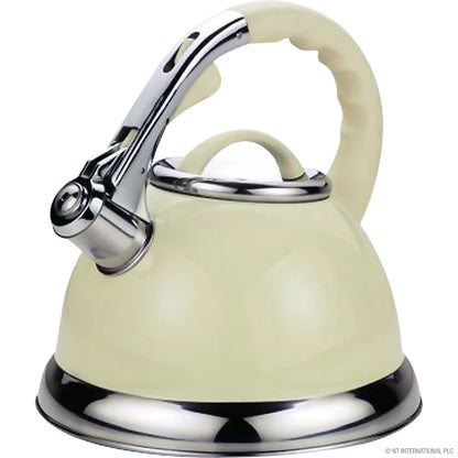 Bouilloire sifflante en acier inoxydable 3,5L crème - Élégante et efficace pour votre cuisine