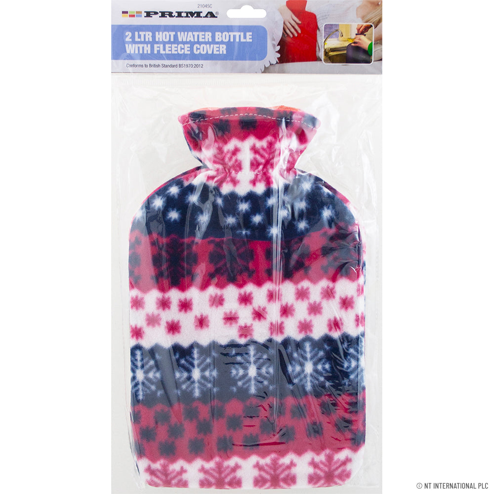 2L Hot Water Bottle with Fleece Cover Ultimate Winter Comfort