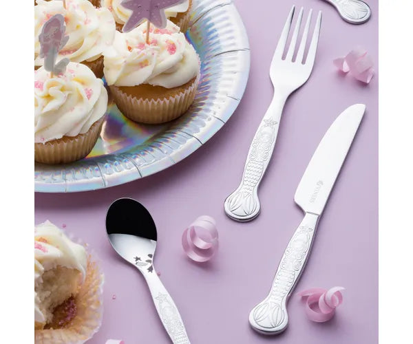 Coffret 4 Pièces Couverts Enfant Sirène | Accessoires Repas Amusants et Fonctionnels.