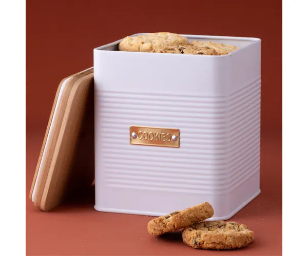 Boîte à biscuits élégante Otto, carrée et blanche | Gardez vos friandises au frais.