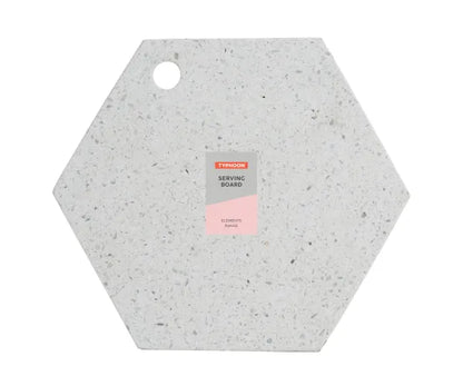 Découvrez l'élégante planche de service hexagonale en terrazzo d'Elements.