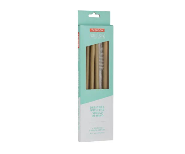 Lot de 4 pailles droites en bambou écologiques Pailles réutilisables et durables
