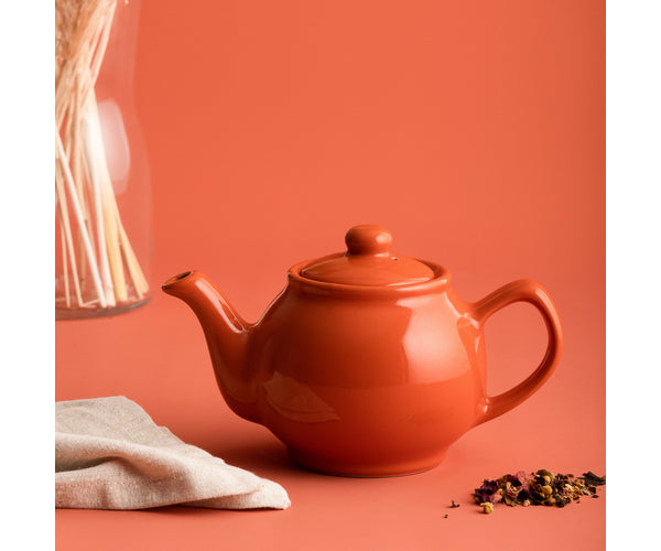 Théière 2 tasses en céramique orange brûlé élégante pour des moments thé chaleureux