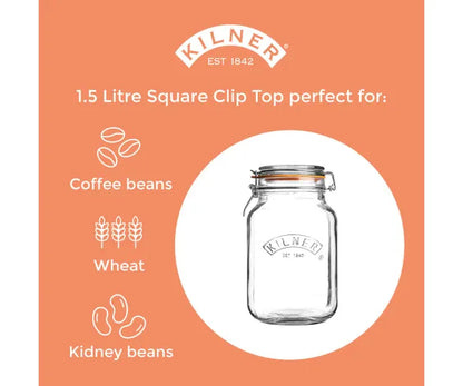 Bocale carré Clip Top 1,5 litre :