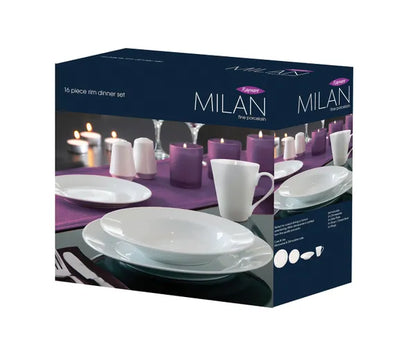 Sublimez votre expérience culinaire avec le service de table Milan Rim 16 pièces – Coffret cadeau.