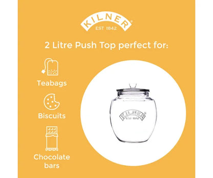 Bocal de rangement universel pratique à couvercle poussoir 2 litres | Organisez votre garde-manger.