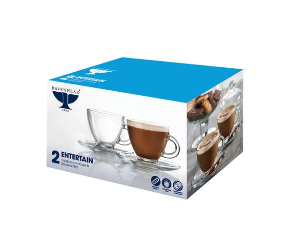 Améliorez votre expérience café Ensemble de 2 tasses à cappuccino et soucoupes 20cl
