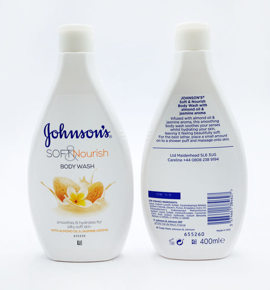 J&J BODY WASH SOFT NOURISH 400ml