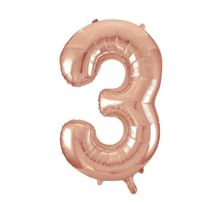 34in ROSE GOLD Number 3 Balloon