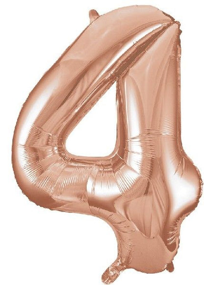 Ballon chiffre 4 OR ROSE de 34 pouces