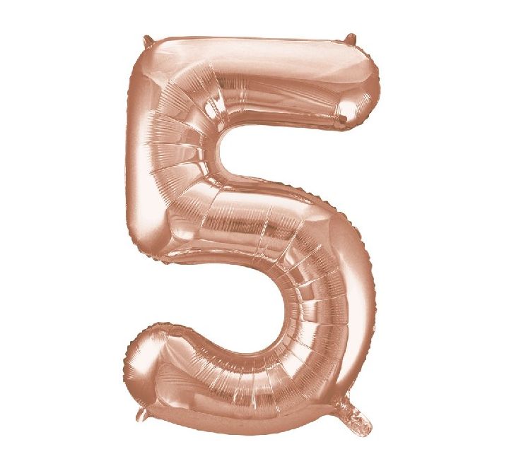 34in ROSE GOLD Number 5 Balloon