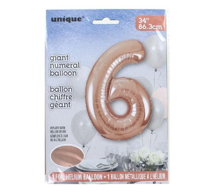 Unique 34in ROSE GOLD Number 6