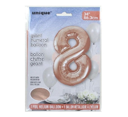 Unique 34in ROSE GOLD NUMBER 8 Balloon