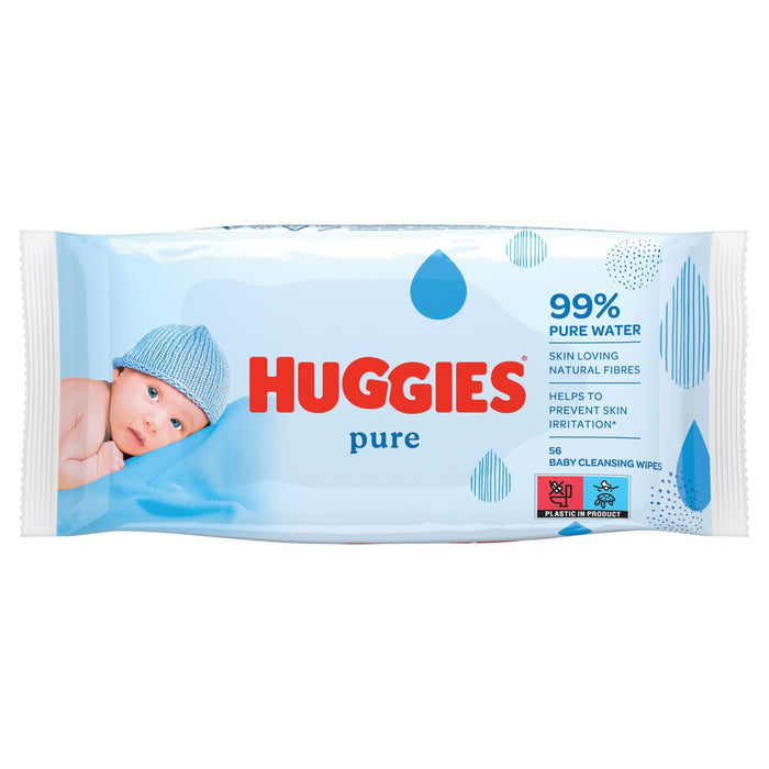 Huggies Baby Wipes Pure 99% Water 56's