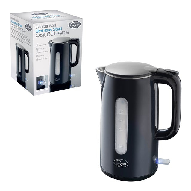 1.5L Fast Boil Stainless Steel Kettle -Black 3000W