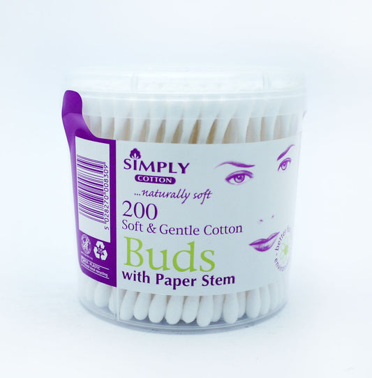 SIMPLY COTTON BUDS WITH PAPER STEM 200's