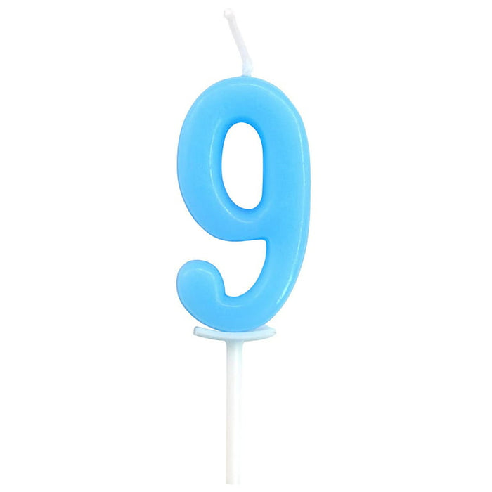 BLUE NUMBERS BIRTHDAY CANDLES NUMBER 9