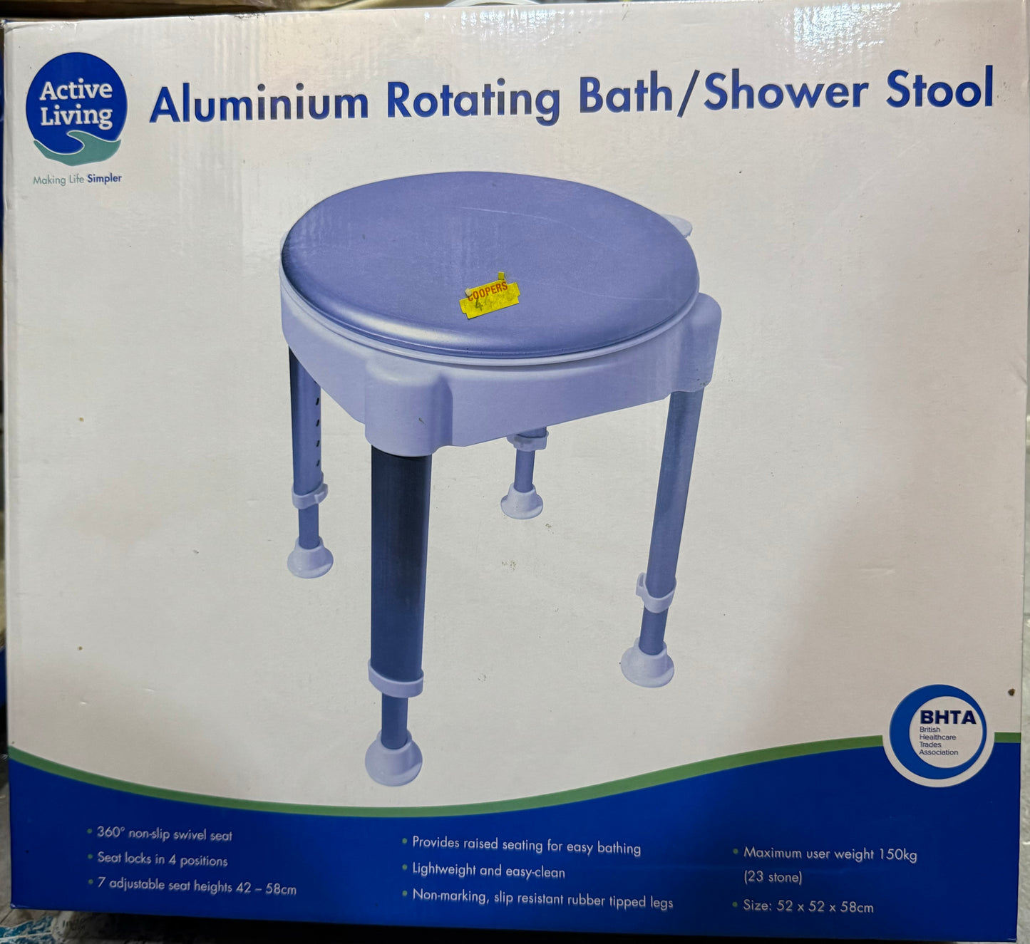 Tabouret de bain/douche rotatif en aluminium