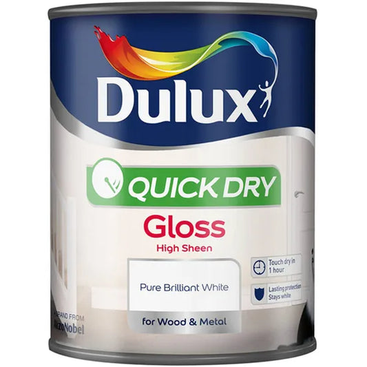 Peinture brillantine Dulux Quick Dry 750 ml - Blanc éclatant