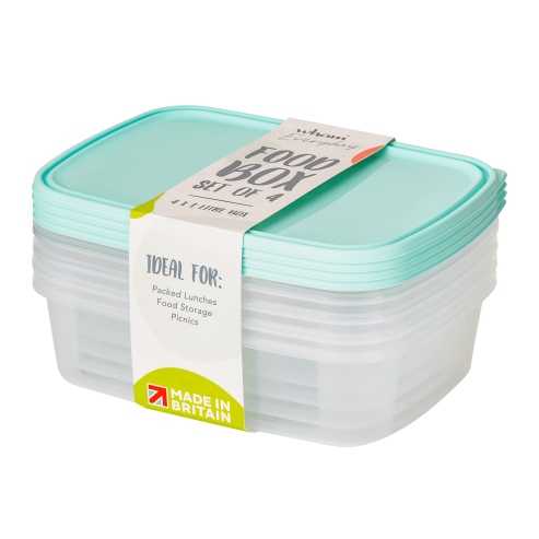 Everyday Set of 4 Food Boxes 1Litre Clear/Assorted