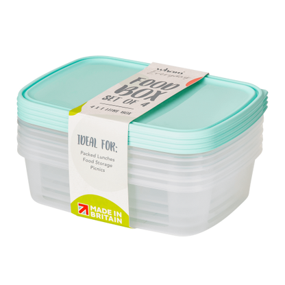 Everyday Set of 4 Food Boxes 1Litre Clear/Assorted