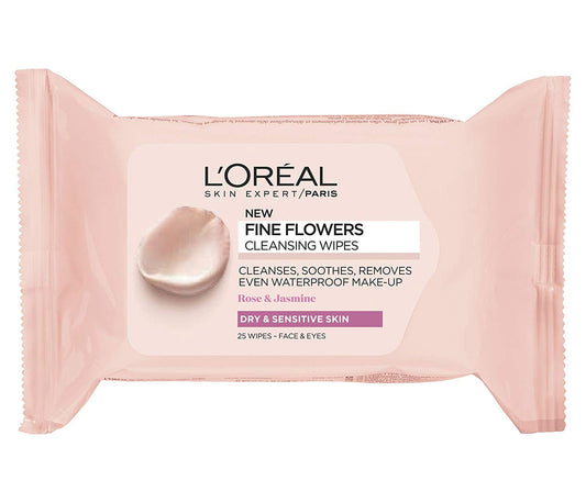 LOREAL FINE FLOWERS CLEANSING WIPES D/S 25'S