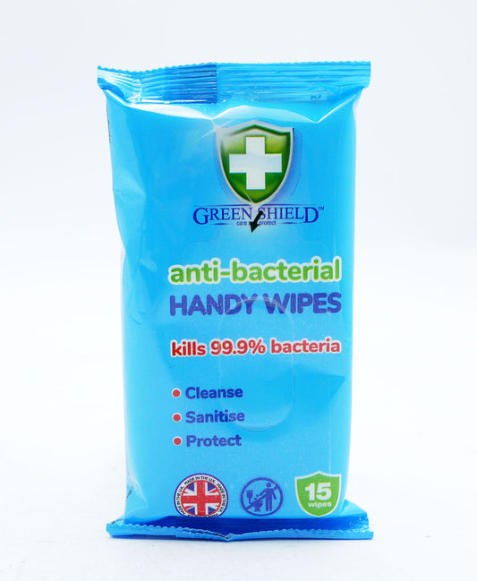 LINGETTES ANTIBACTÉRIENNES PRATIQUES GREENSHIELD 15 U.