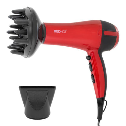 RedHot Professional Hair Dryer with Diffuser - Red