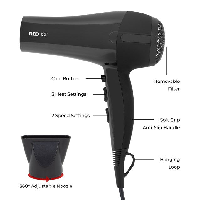 RedHot Professional Hair Dryer - Black