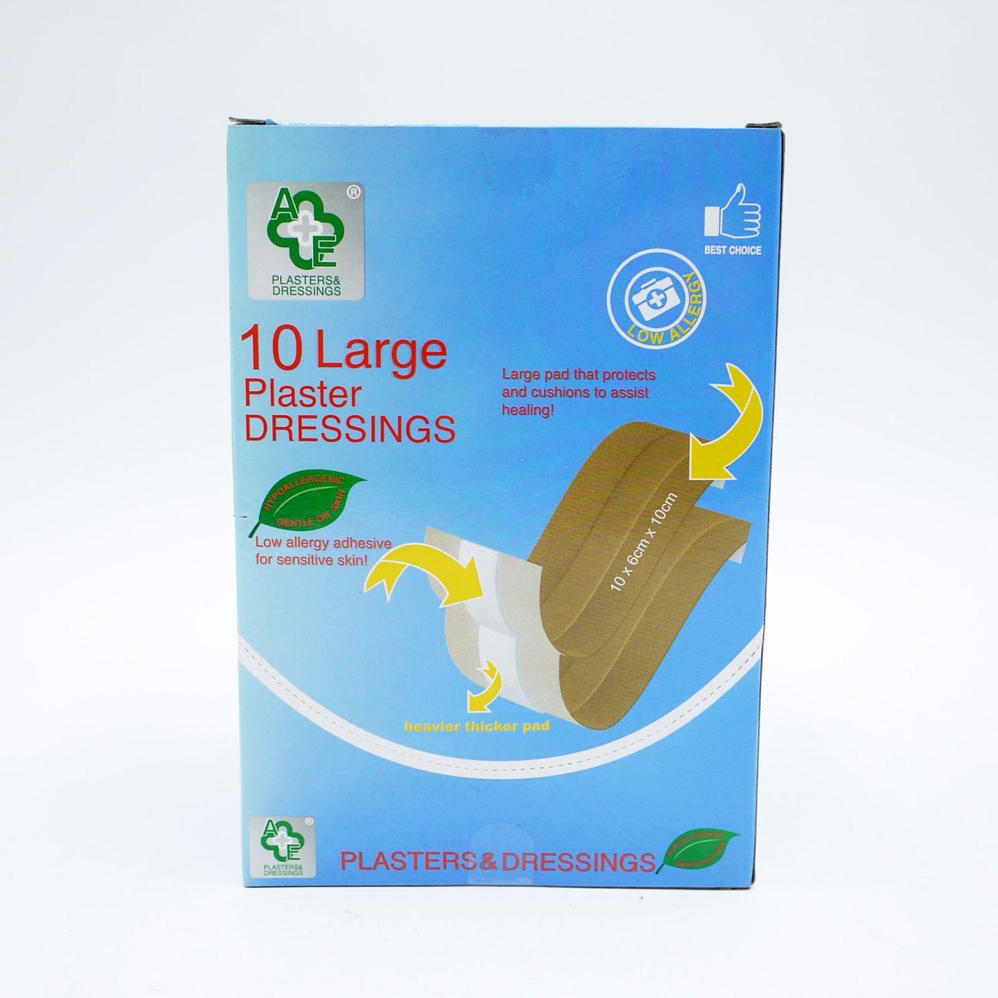 Medical
Plasters & Supports
A&E PLASTER DRESSING LARGE 10X6X10CM