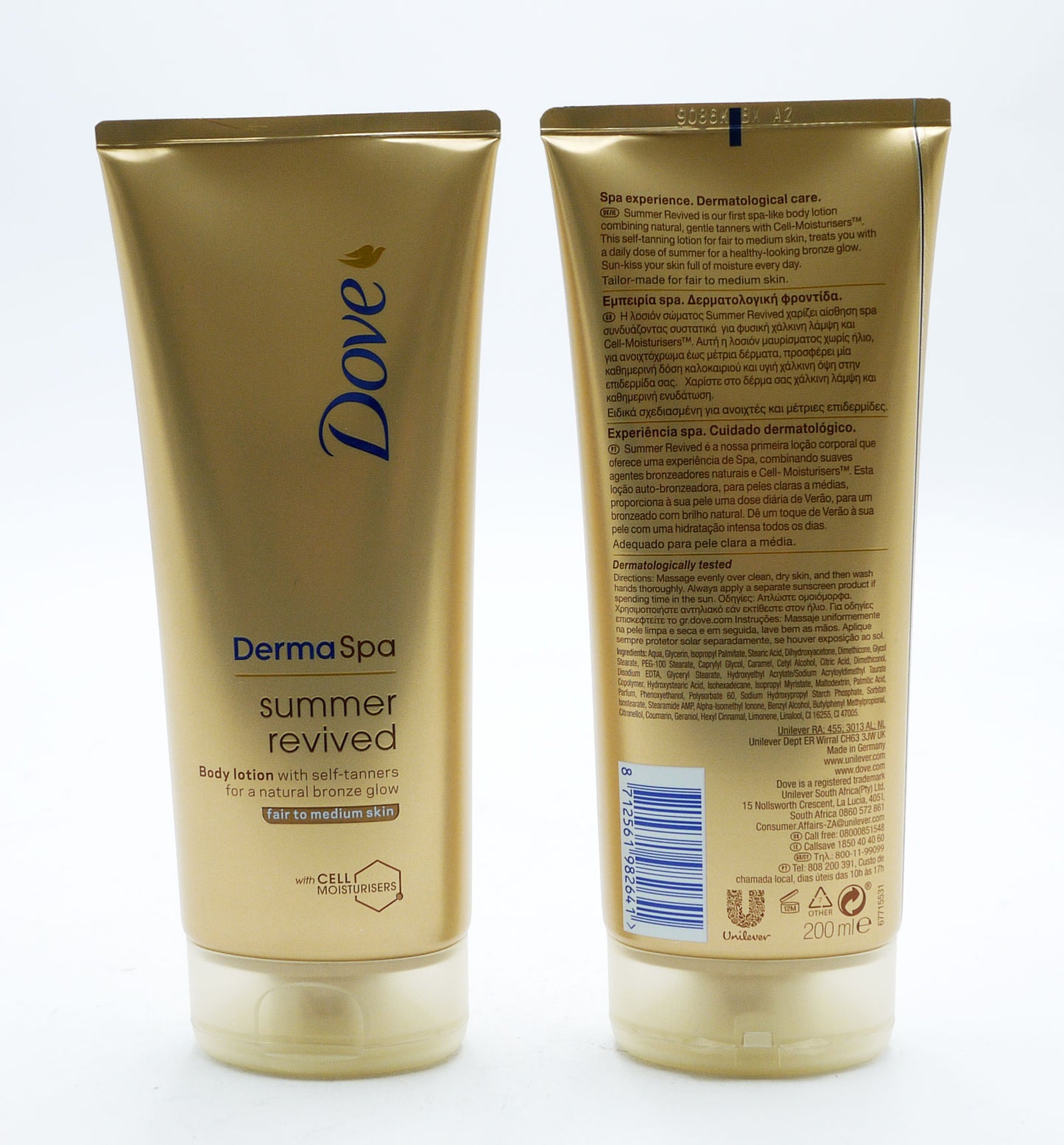 DOVE DERMASPA SUMMER REVIVED TEINT CLAIR-MEDIUM 200ML