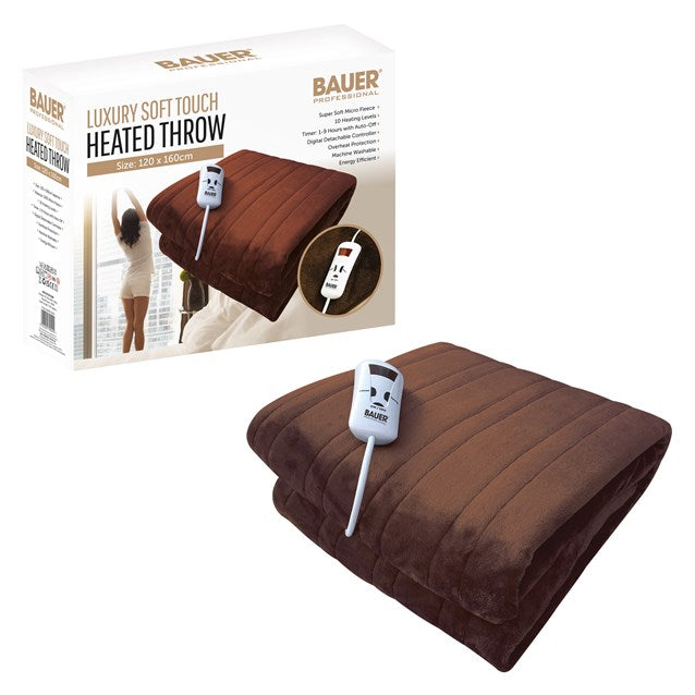 Bauer Luxury Soft Touch Heated Throw- Brown