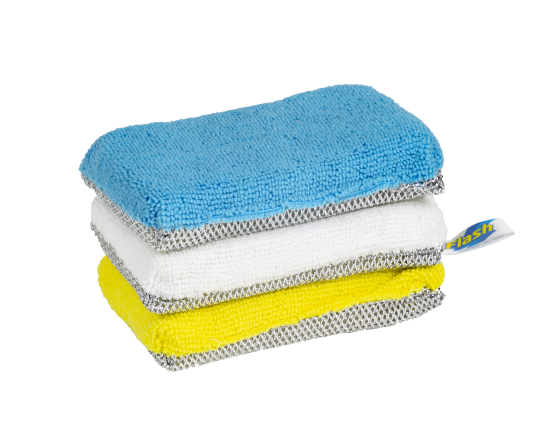 FLASH 3pk Scouring Pads 9x14x2.7cm