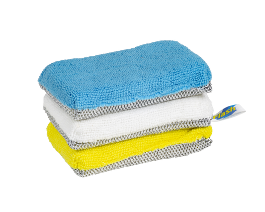 FLASH 3pk Scouring Pads 9x14x2.7cm